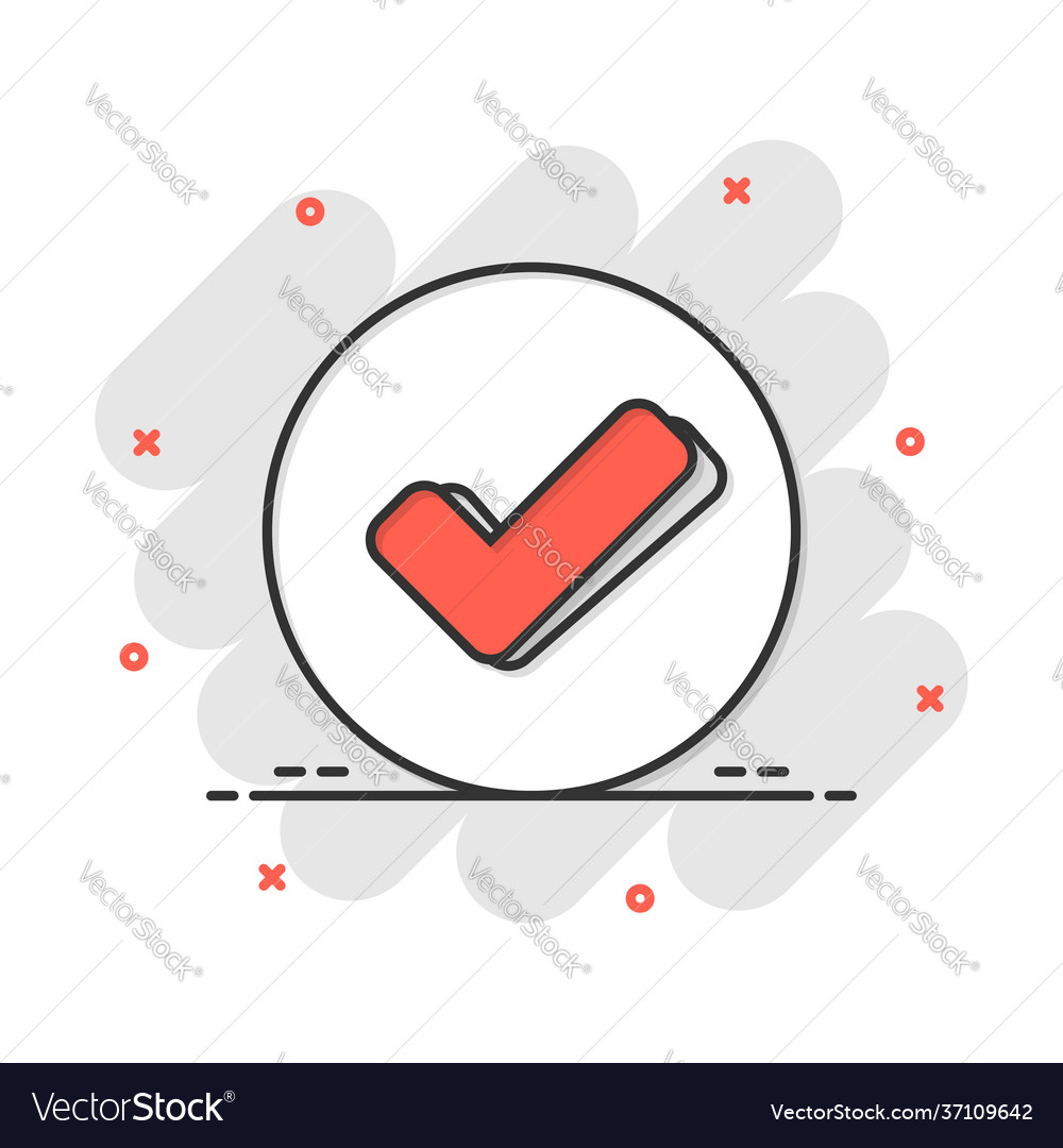 Check mark icon in comic style ok accept cartoon Vector Image Check mark icon in comic style ok accept cartoon Vector Image