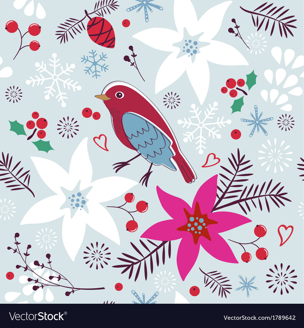 Christmas Floral Seamless Pattern