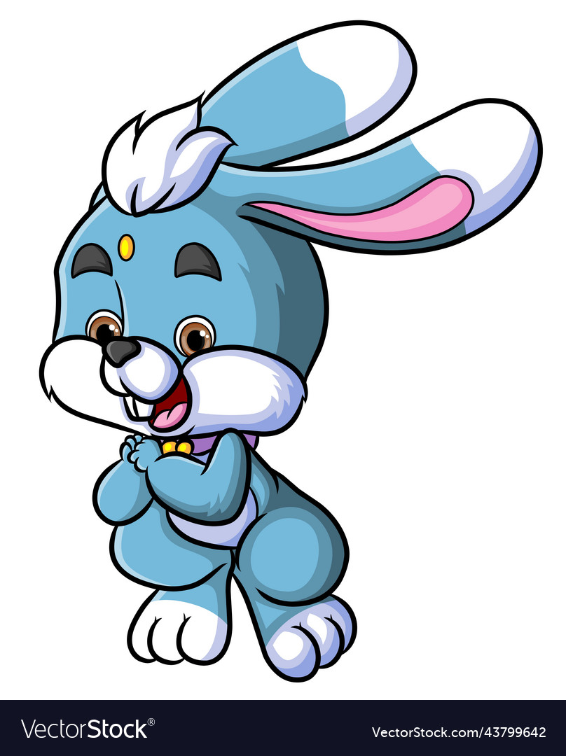 Cute rabbit is jumping with the happy expression