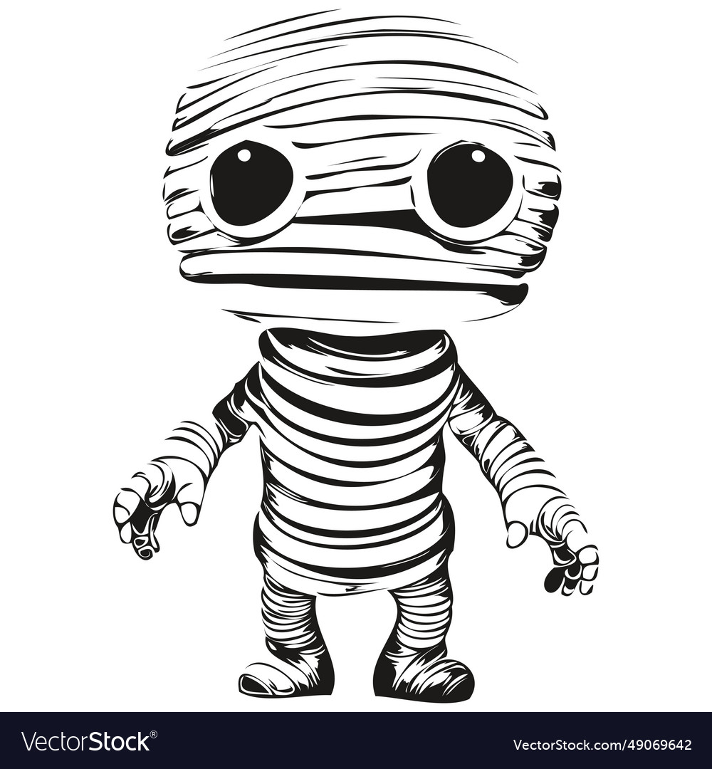 Detailed black and white mummy artwork Royalty Free Vector