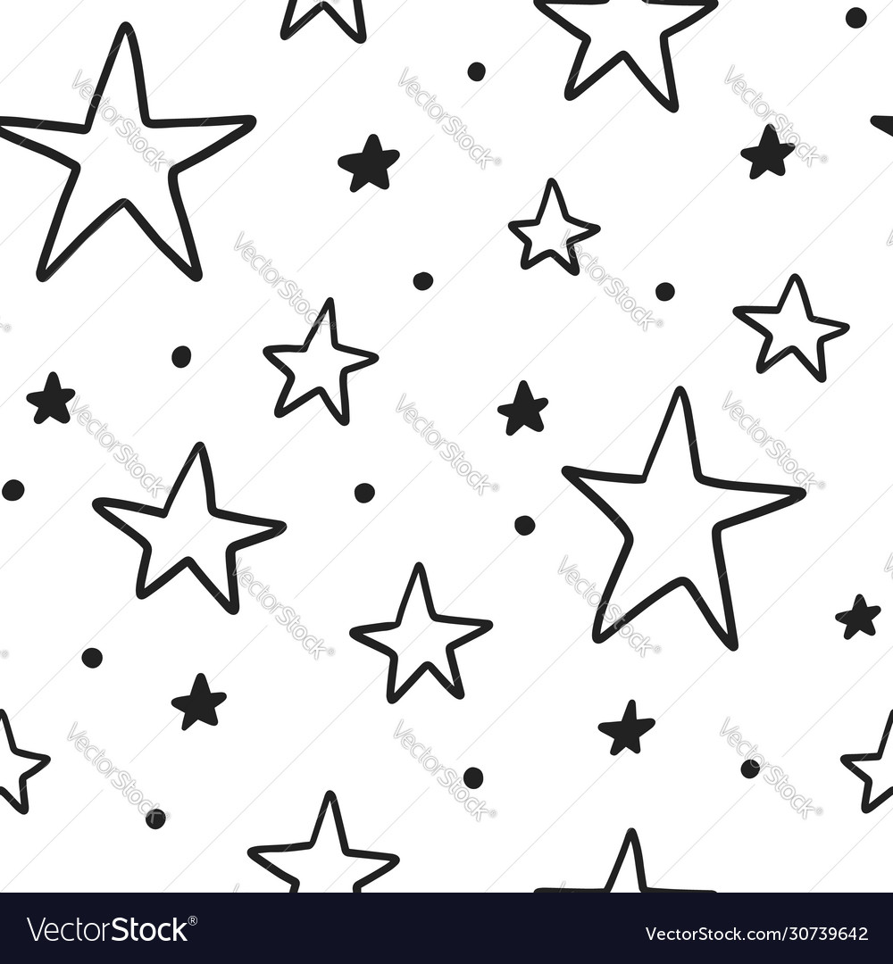 Doodle Abstract Seamless Pattern With Black Hand Vector Image