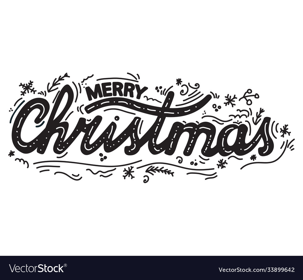 Merry christmas handdrawn lettering logo emblems