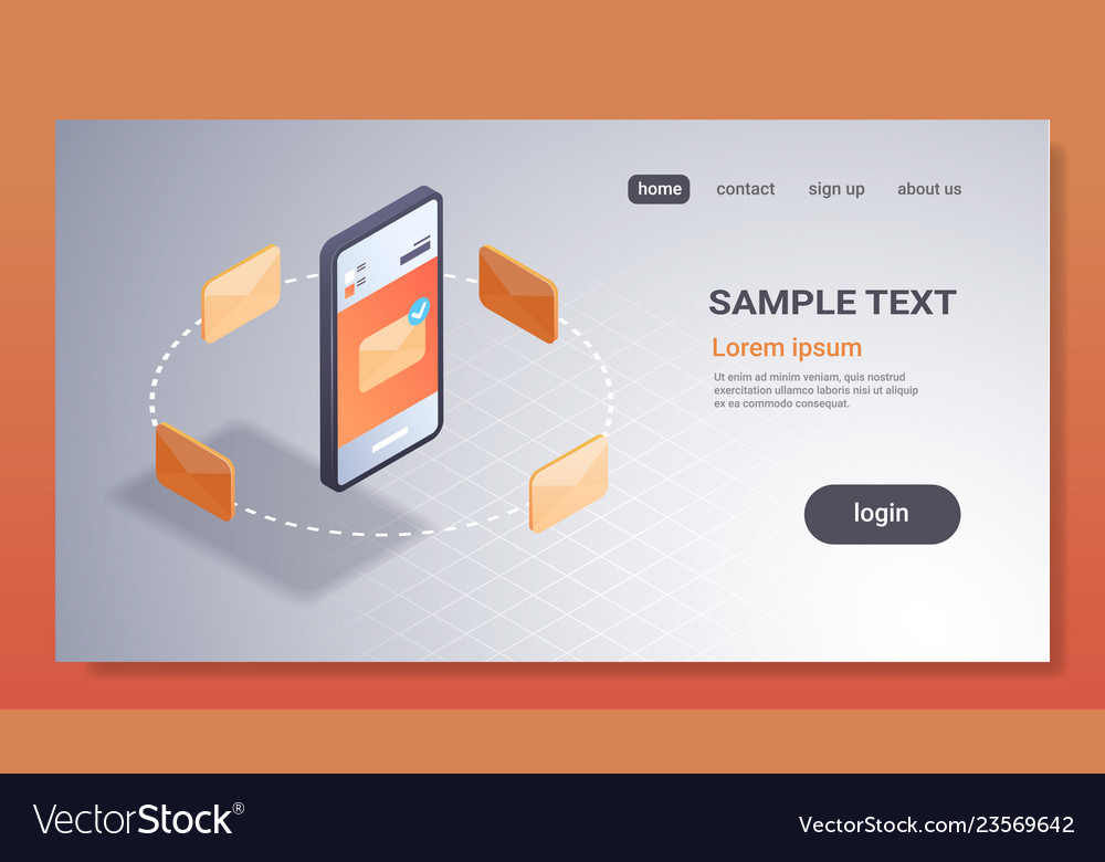 Mobile application email notification concept new vector image Mobile application email notification concept new