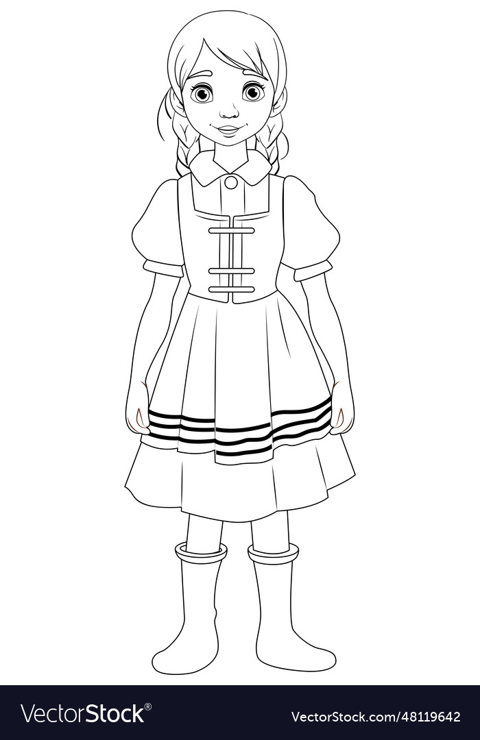 Outline of woman in german bavarian outfit Vector Image