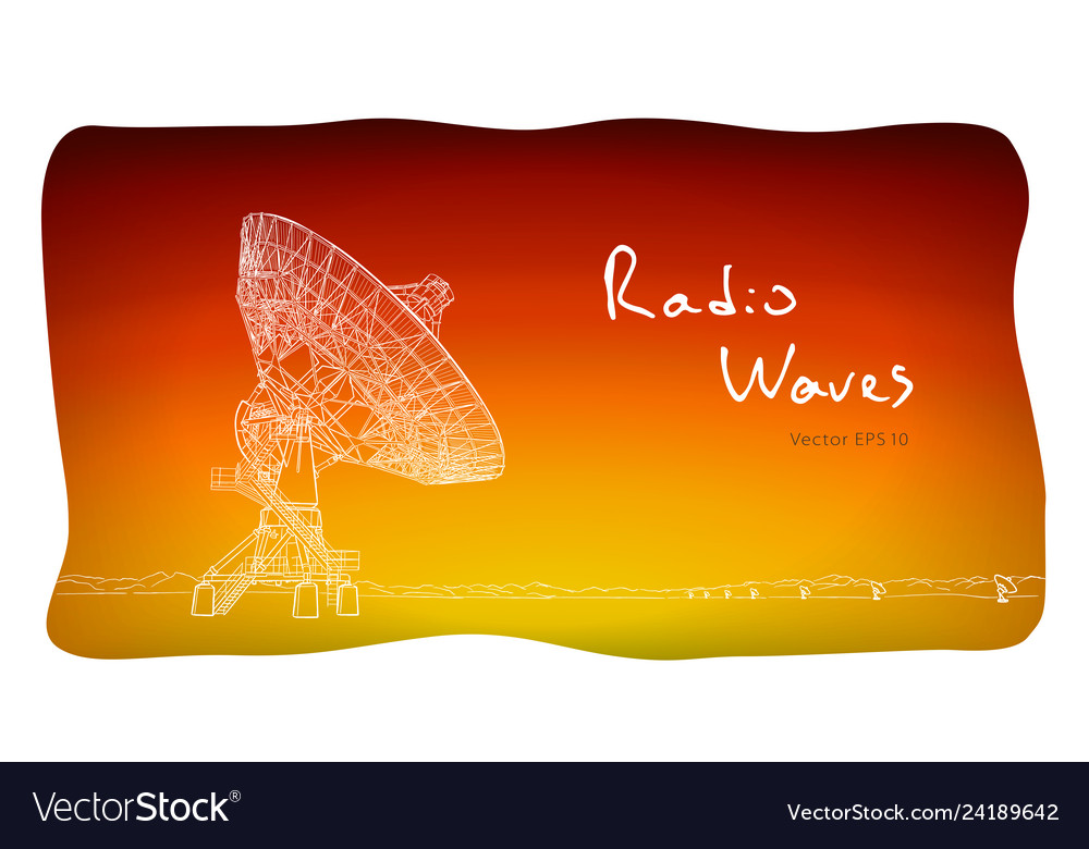 Radio telescope dishes antenna sketch draw