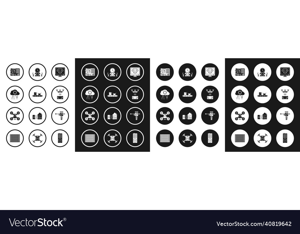 Set bot electronic computer components vector image Set bot electronic computer components