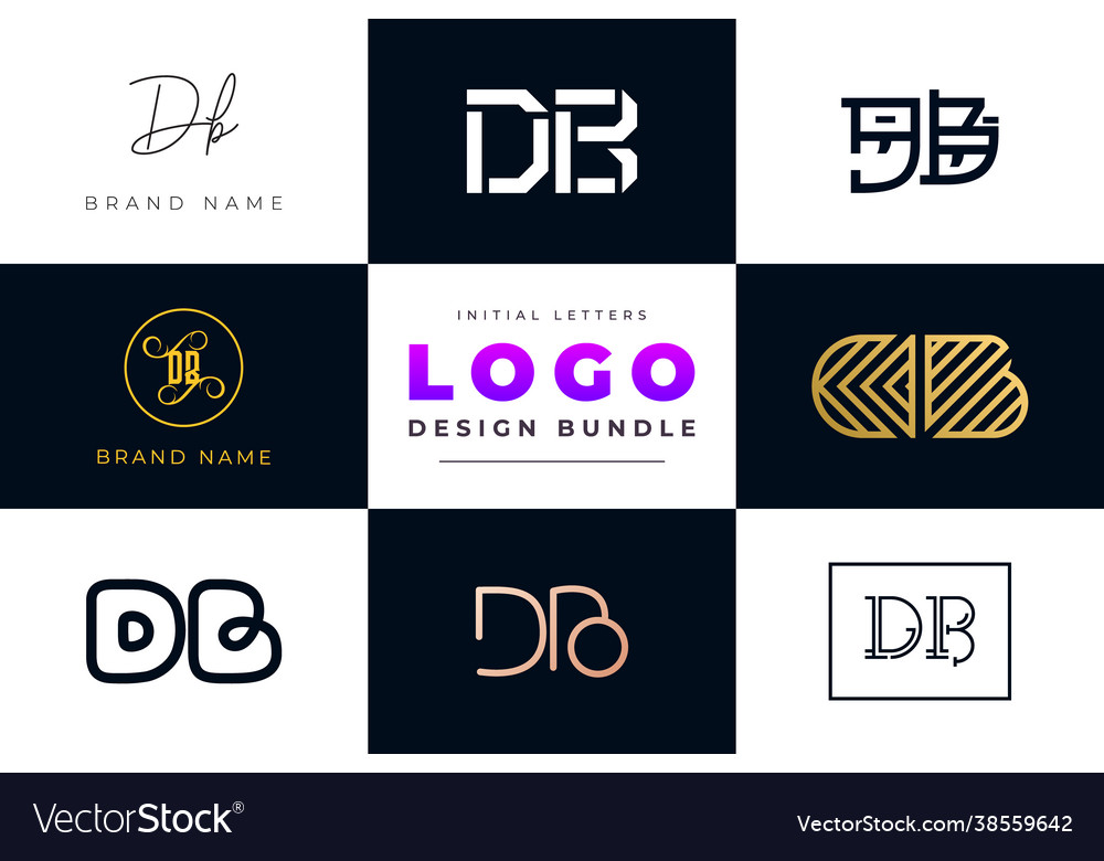 Set collection initial letters db logo design vector image Set collection initial letters db logo design