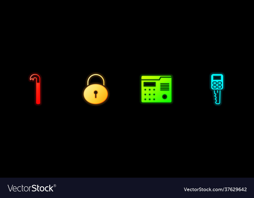 Set crowbar lock house intercom system and car vector image Set crowbar lock house intercom system and car