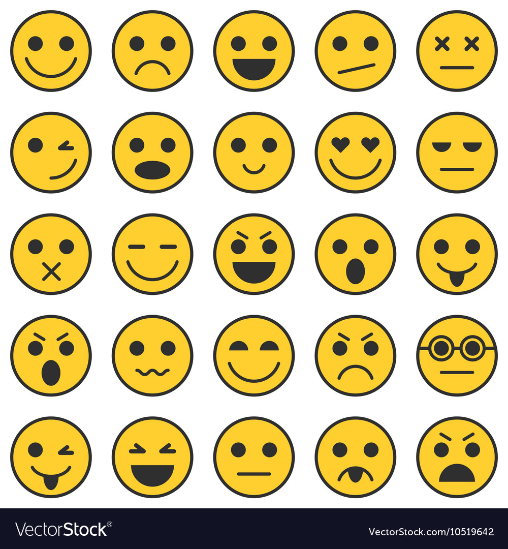 Set emoticons set emoji Royalty Free Vector Image