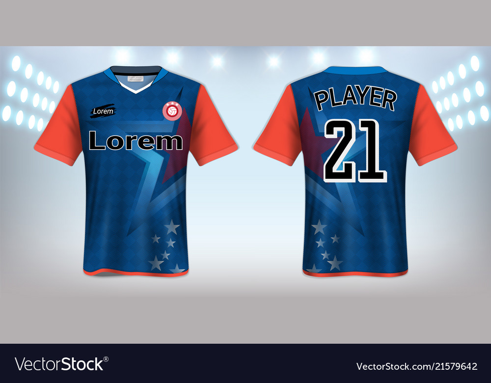 Red And Blue Soccer Jersey Or Football Kit Mockup Template Design