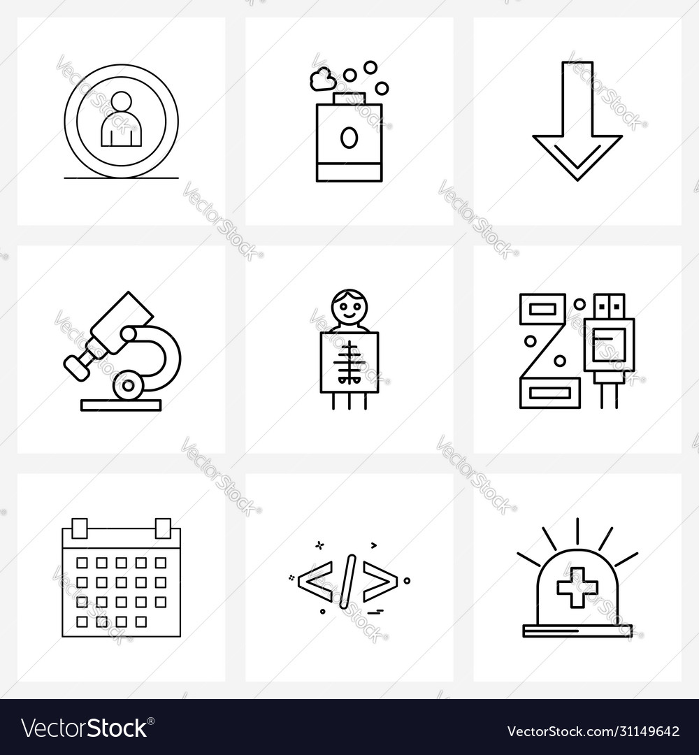 Stock icon set 9 line symbols for avatar learn