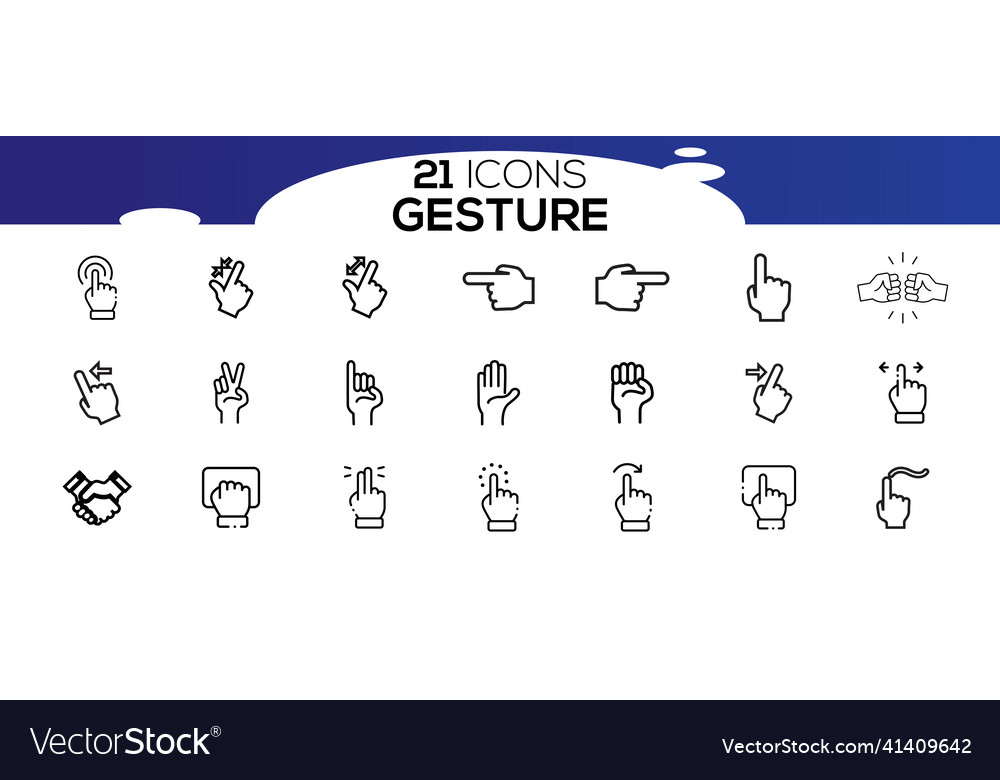 Touch screen gestures icons in thin line style