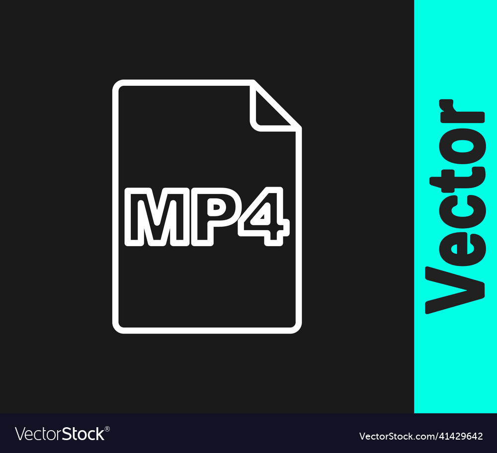 White line mp4 file document download button vector image White line mp4 file document download button