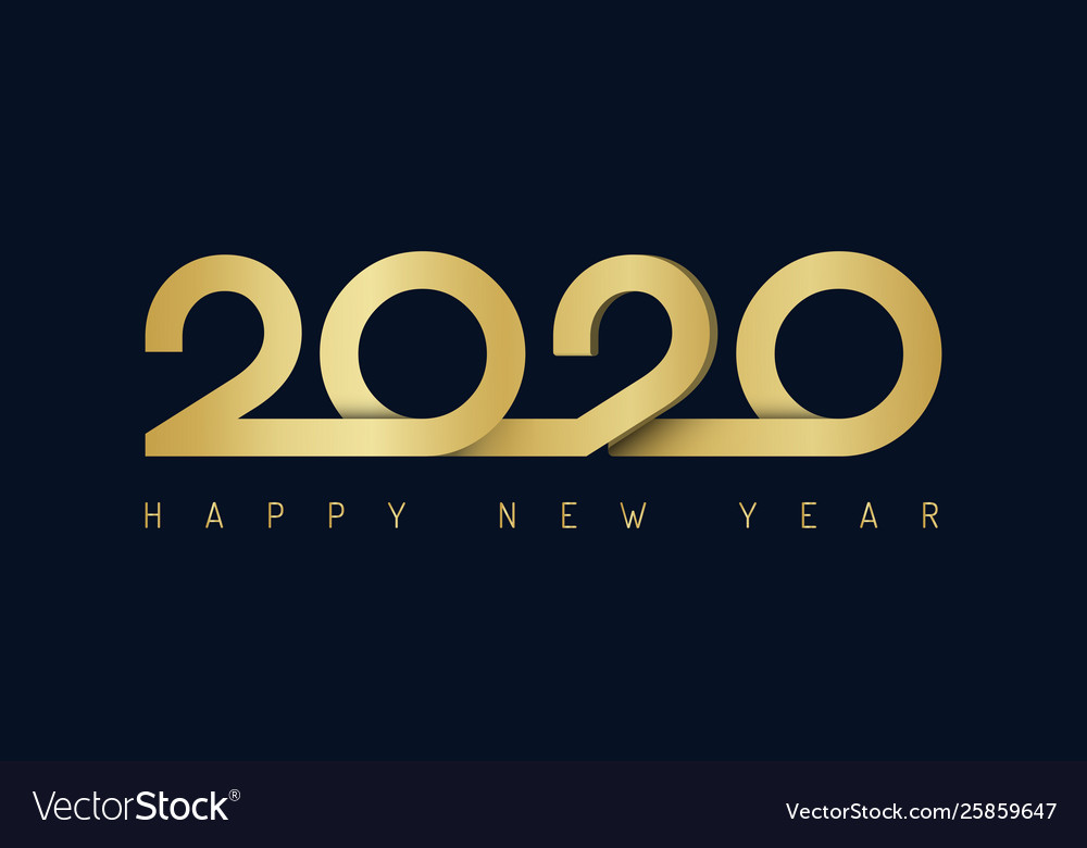 2020 ribbon lettering golden new year sign