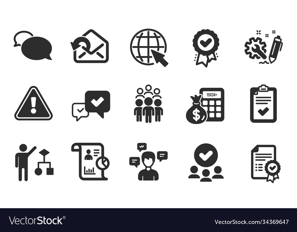 Algorithm approved award and checklist icons set vector image Algorithm approved award and checklist icons set