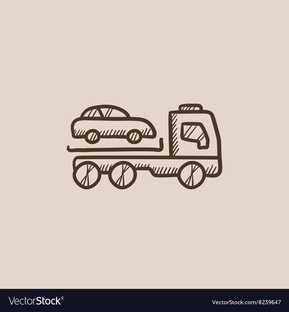 Car towing truck sketch icon