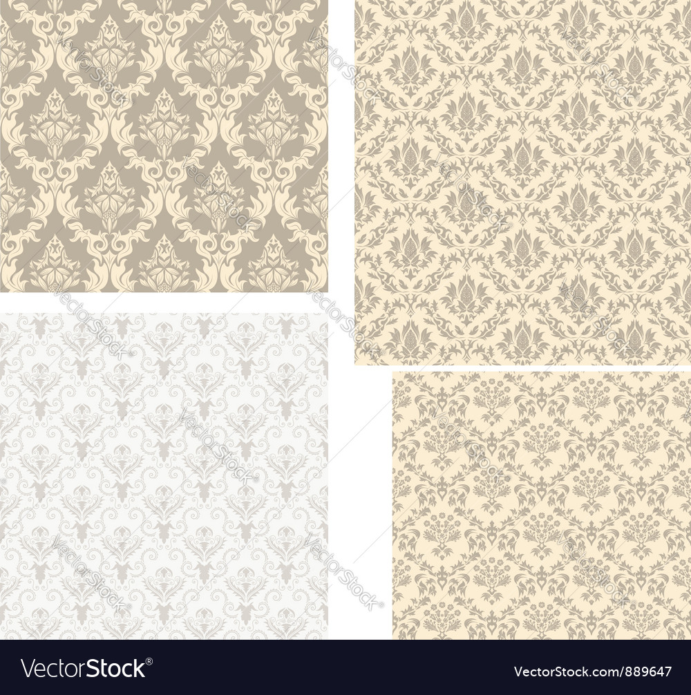 Damask pattern set Royalty Free Vector Image VectorStock