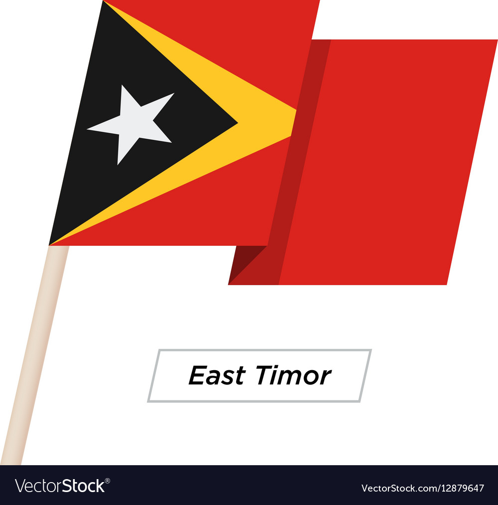 East timor ribbon waving flag isolated on white