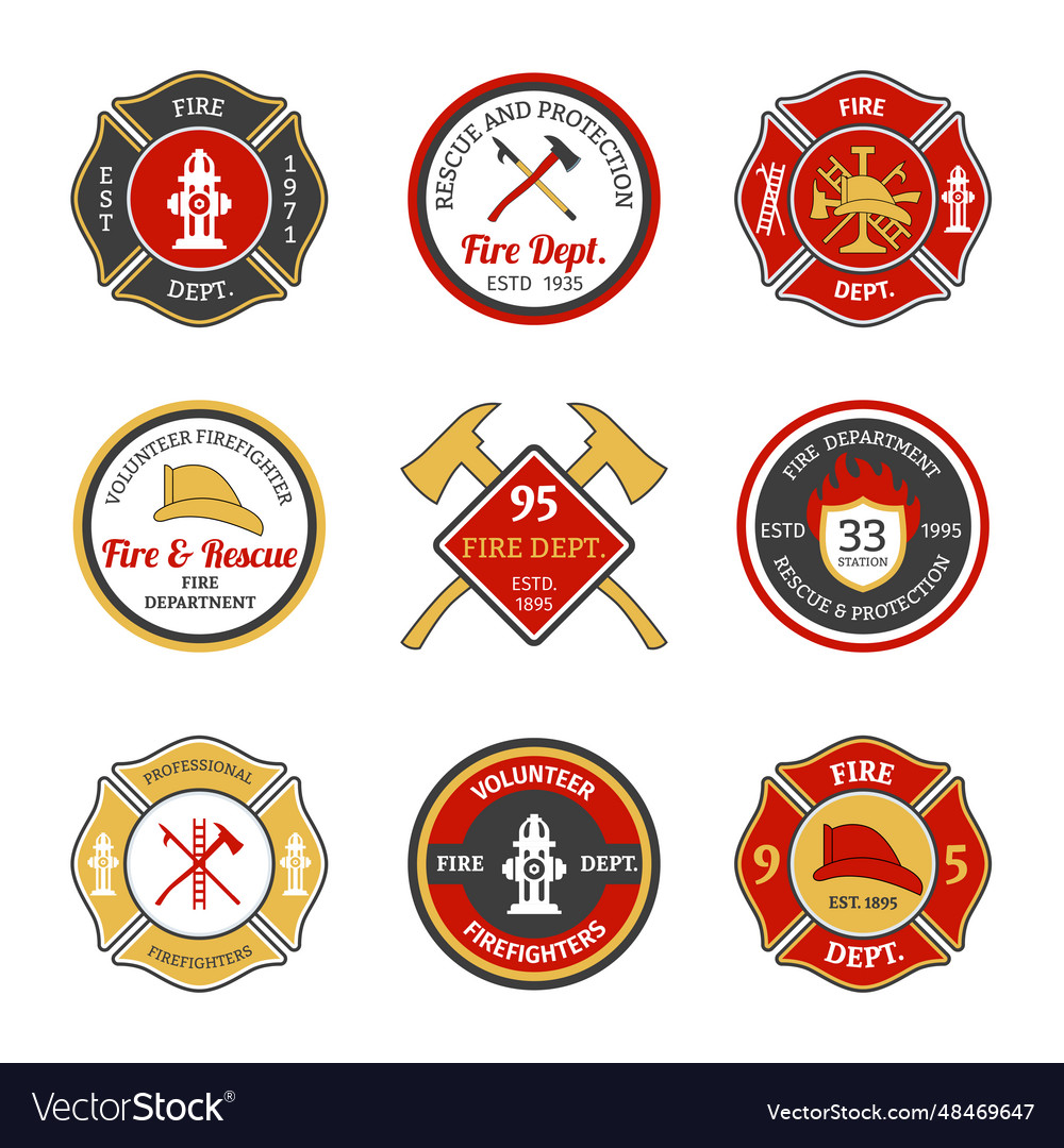 Fire department emblems Royalty Free Vector Image