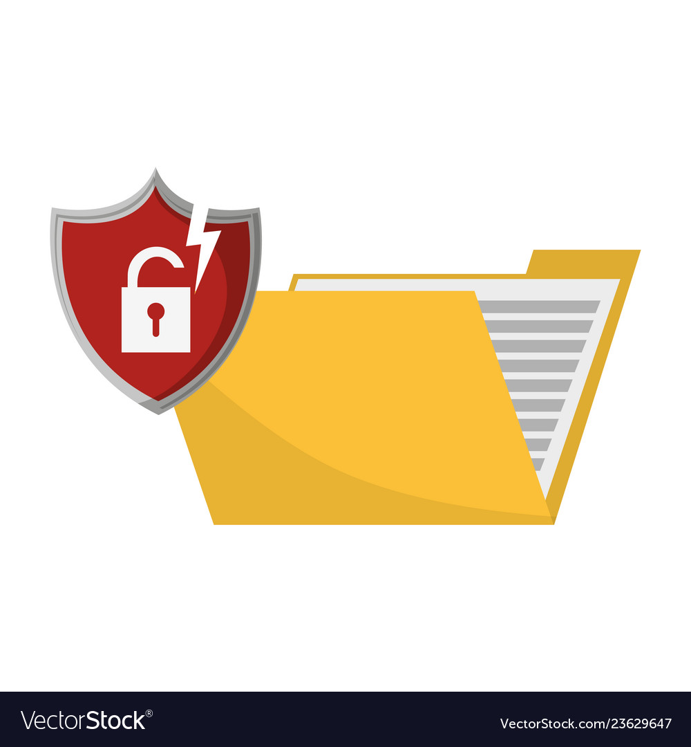 Folder with padlock on shield
