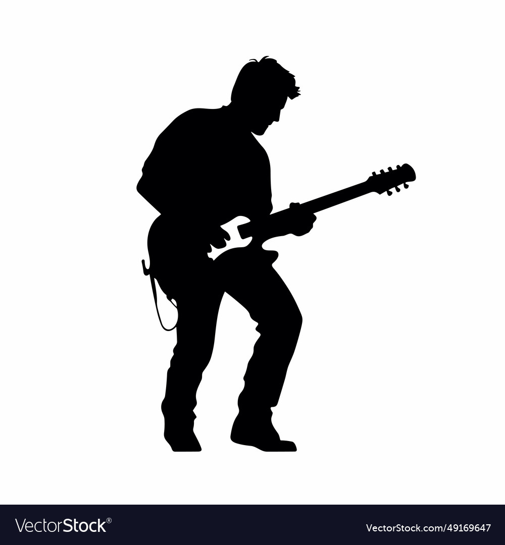 Guitarist black icon on white background Vector Image