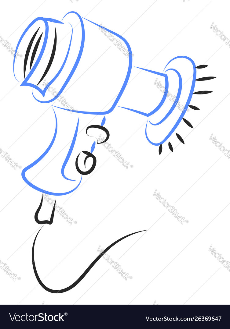 Hair dryer drawing on white background