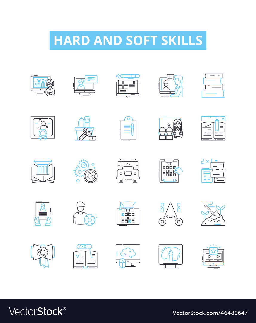 Hard and soft skills line icons set vector image Hard and soft skills line icons set