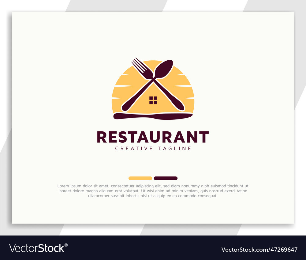 Home food logo design with spoon fork and kitchen Vector Image