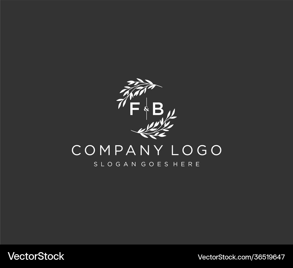 Initial fb letters floral frames monogram wedding Vector Image
