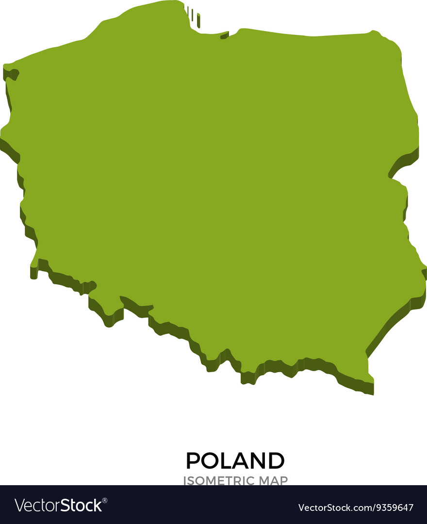 Isometric map of Poland detailed Royalty Free Vector Image