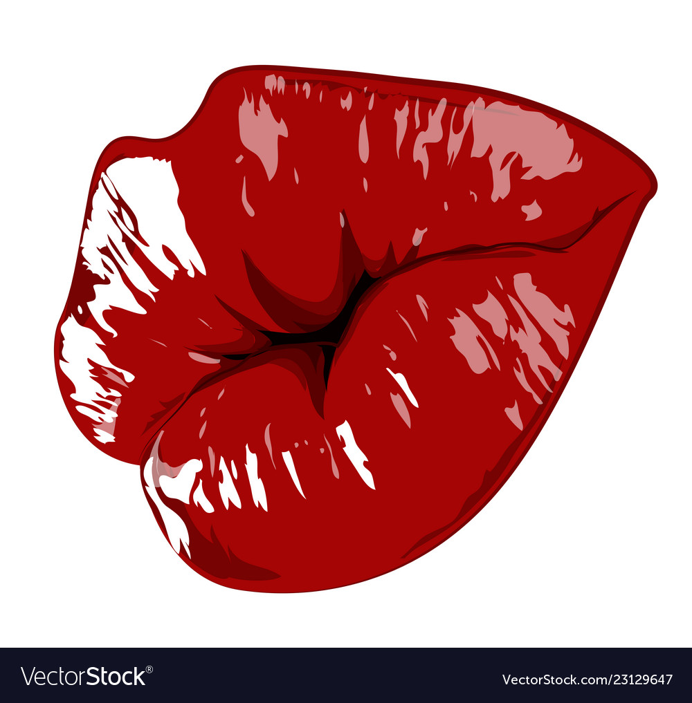 Lips hand drawn highly details graphic red Vector Image