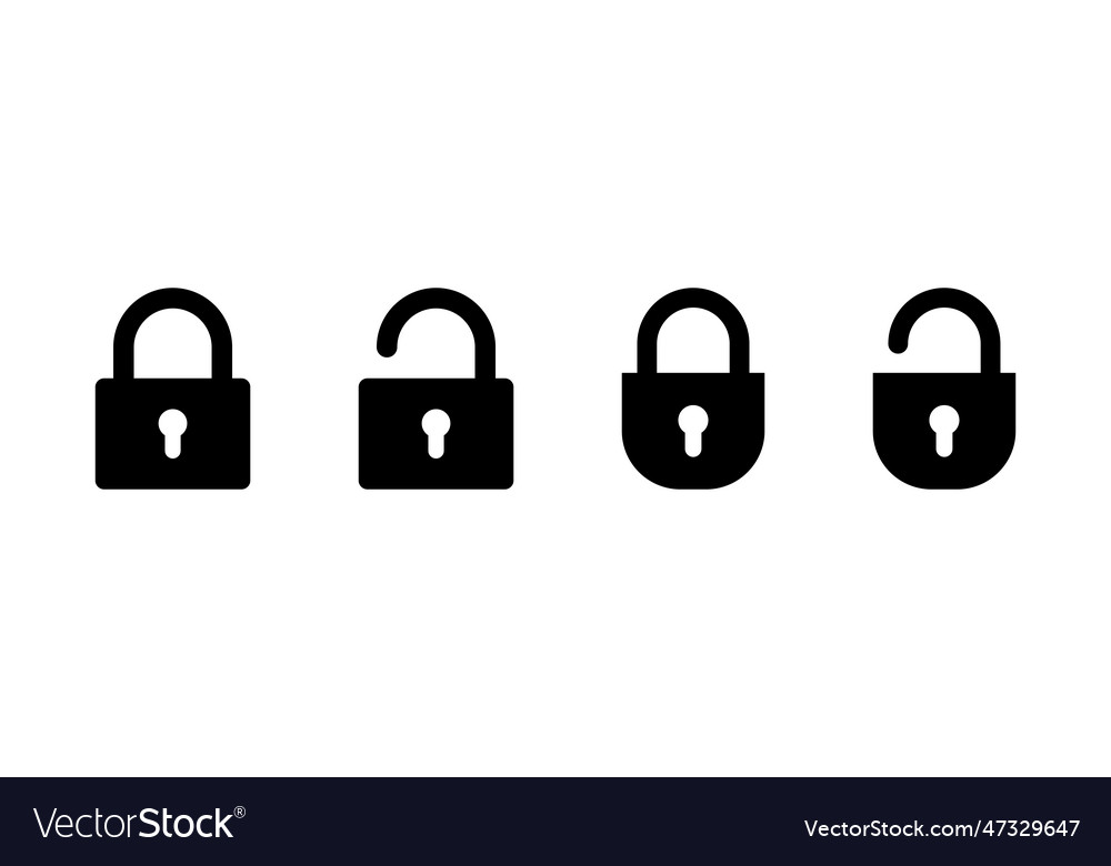 Lock icon set padlock encryption vector image Lock icon set padlock encryption