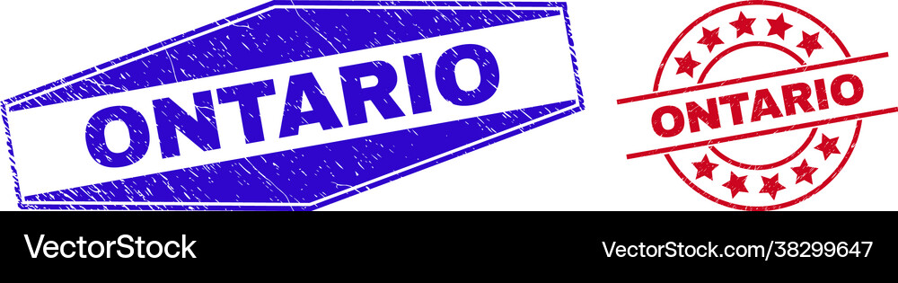 Ontario rubber stamps in round and hexagonal forms