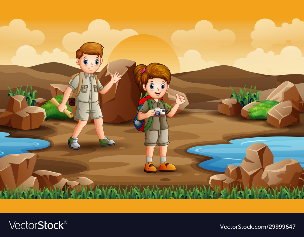 Scouts are exploring in desert field
