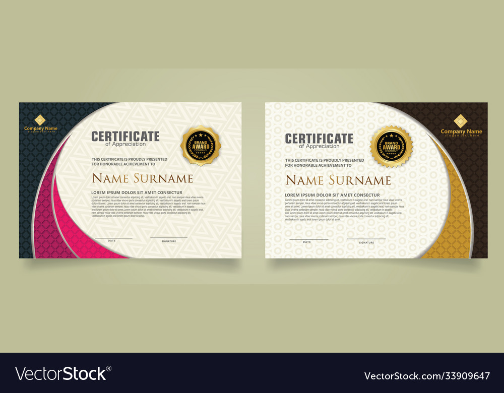 Set modern certificate template with realistic vector image Set modern certificate template with realistic