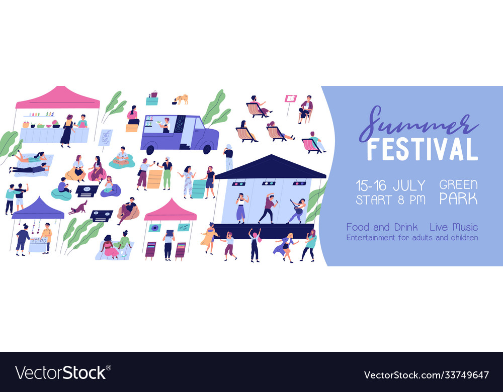 Summer festival horizontal banner with place