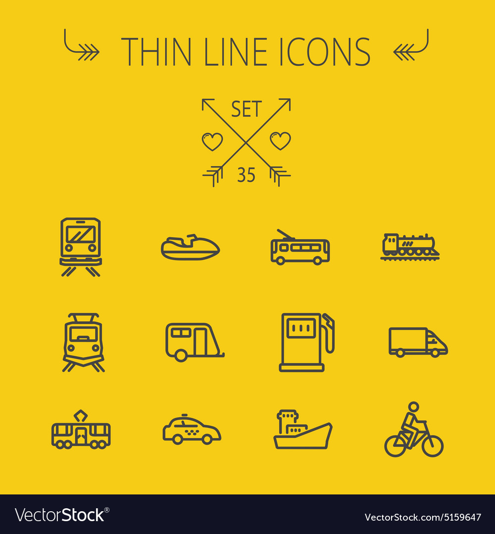 Transportation thin line icon set