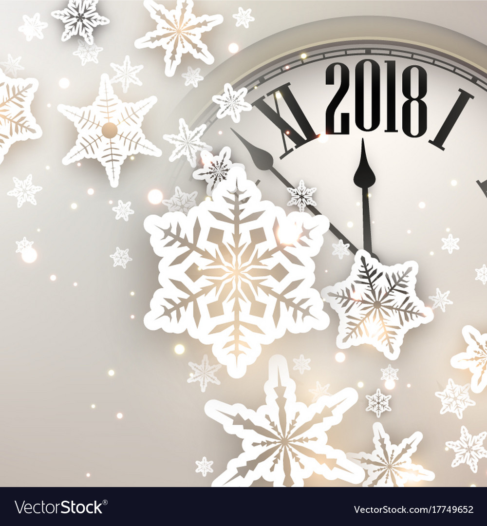 2018 new year background with clock