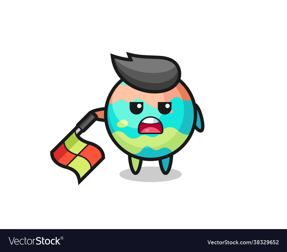 Bath bombs character as line judge hold flag