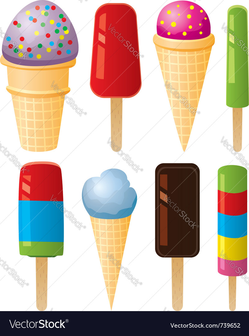 Colorful Icecream And Popsicles Royalty Free Vector Image