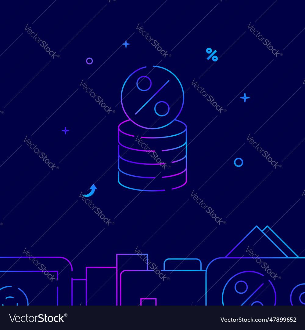 Deposit percent coin stack gradient line icon