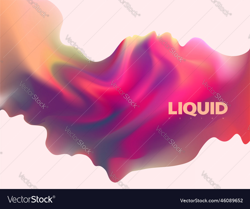 Fluid 3d object colored liquid element on white vector image Fluid 3d object colored liquid element on white