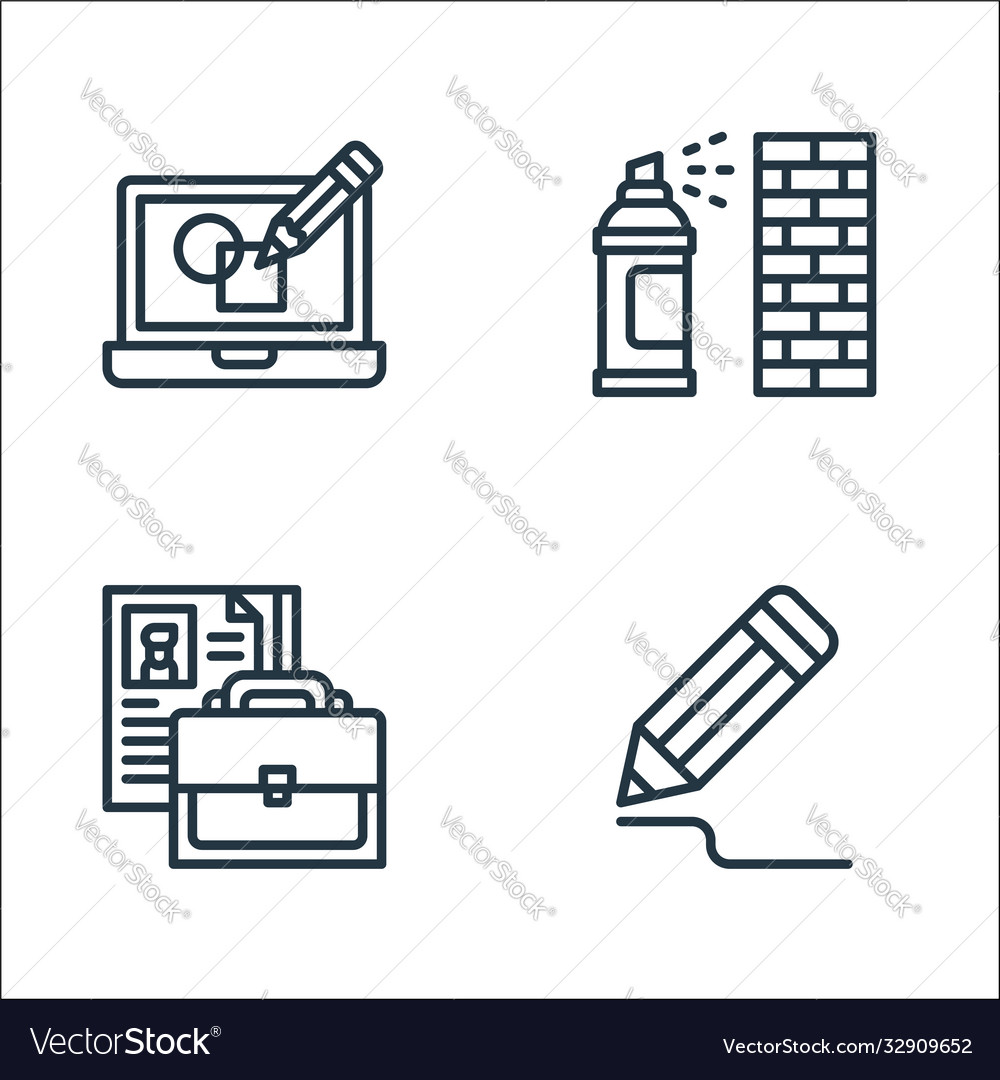Graphic design line icons linear set quality vector image Graphic design line icons linear set quality