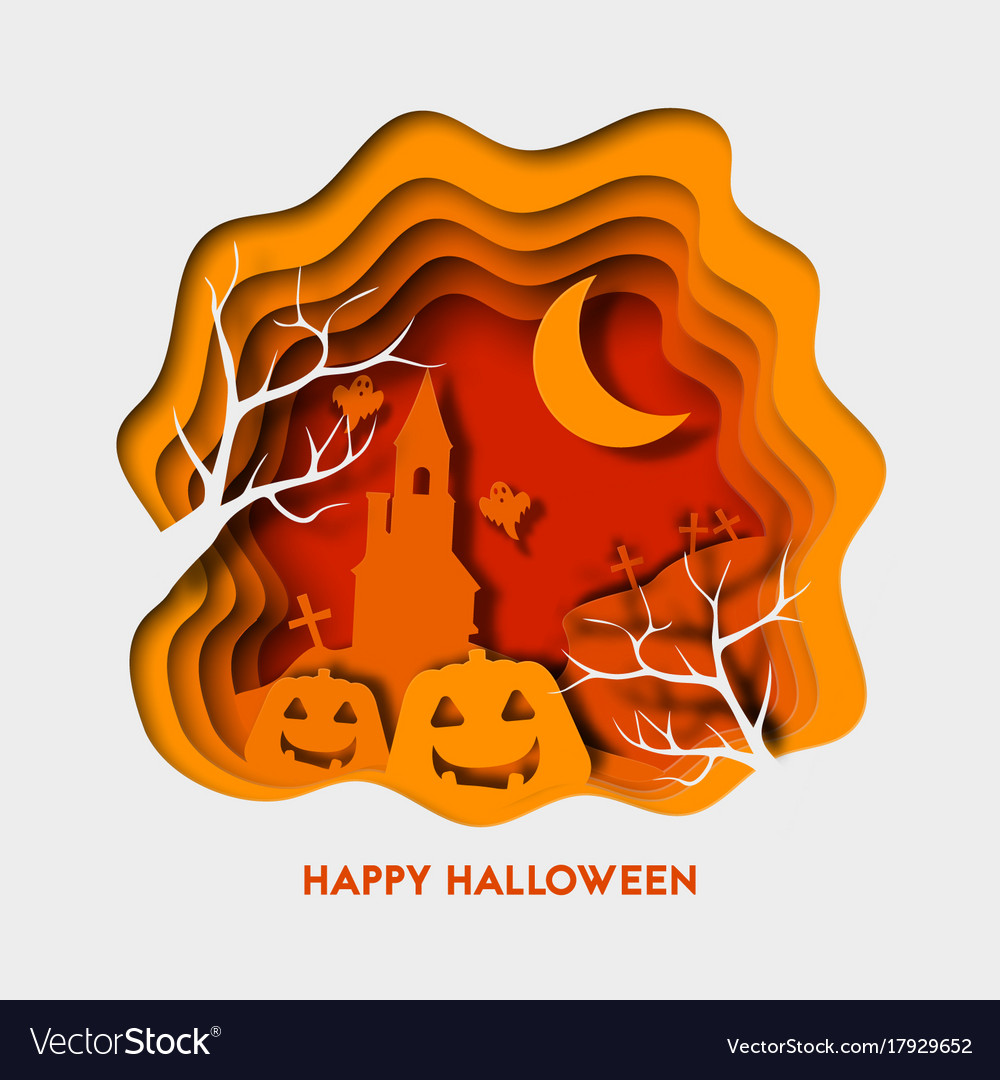 Halloween Paper Cut - Pumpkin & Tree