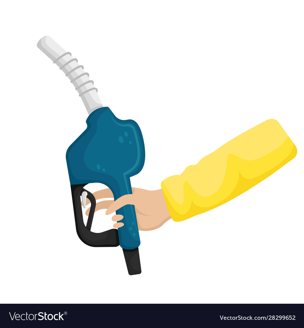 Isolated with petrol filling gun in hand