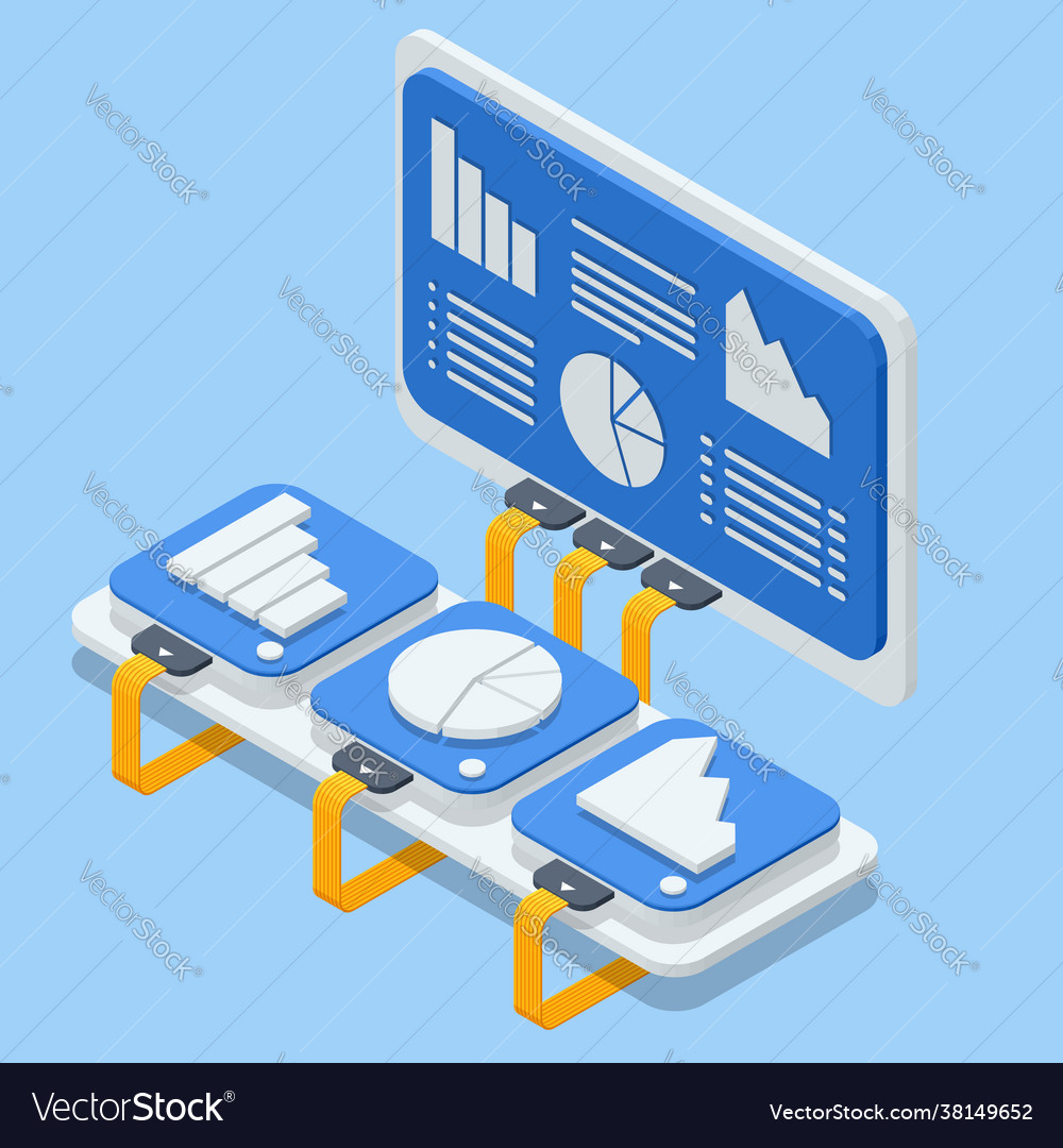 Isometric online devices upload download vector image Isometric online devices upload download