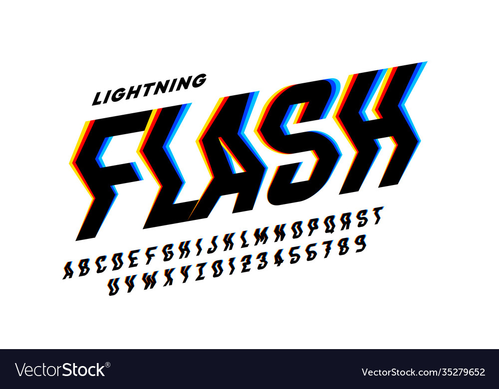 Lightning flash style font alphabet letters and Vector Image