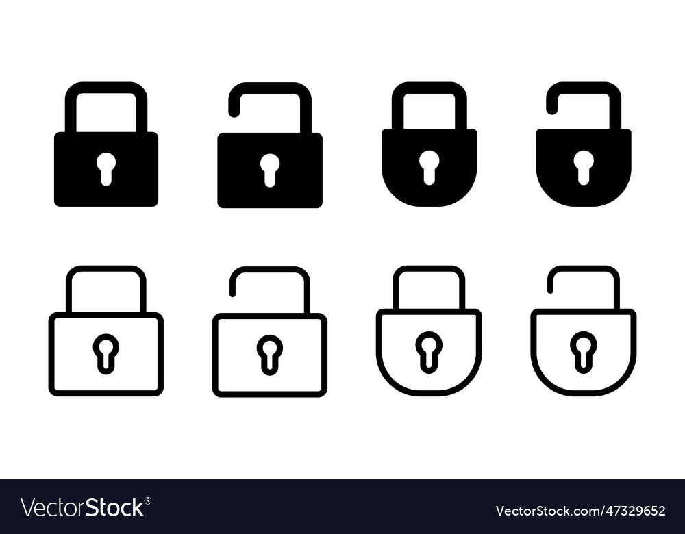Lock icon set padlock encryption Vector Image Lock icon set padlock encryption