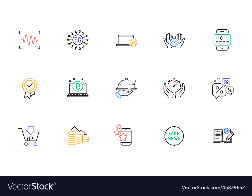 Notebook service safe time and food delivery line vector image Notebook service safe time and food delivery line