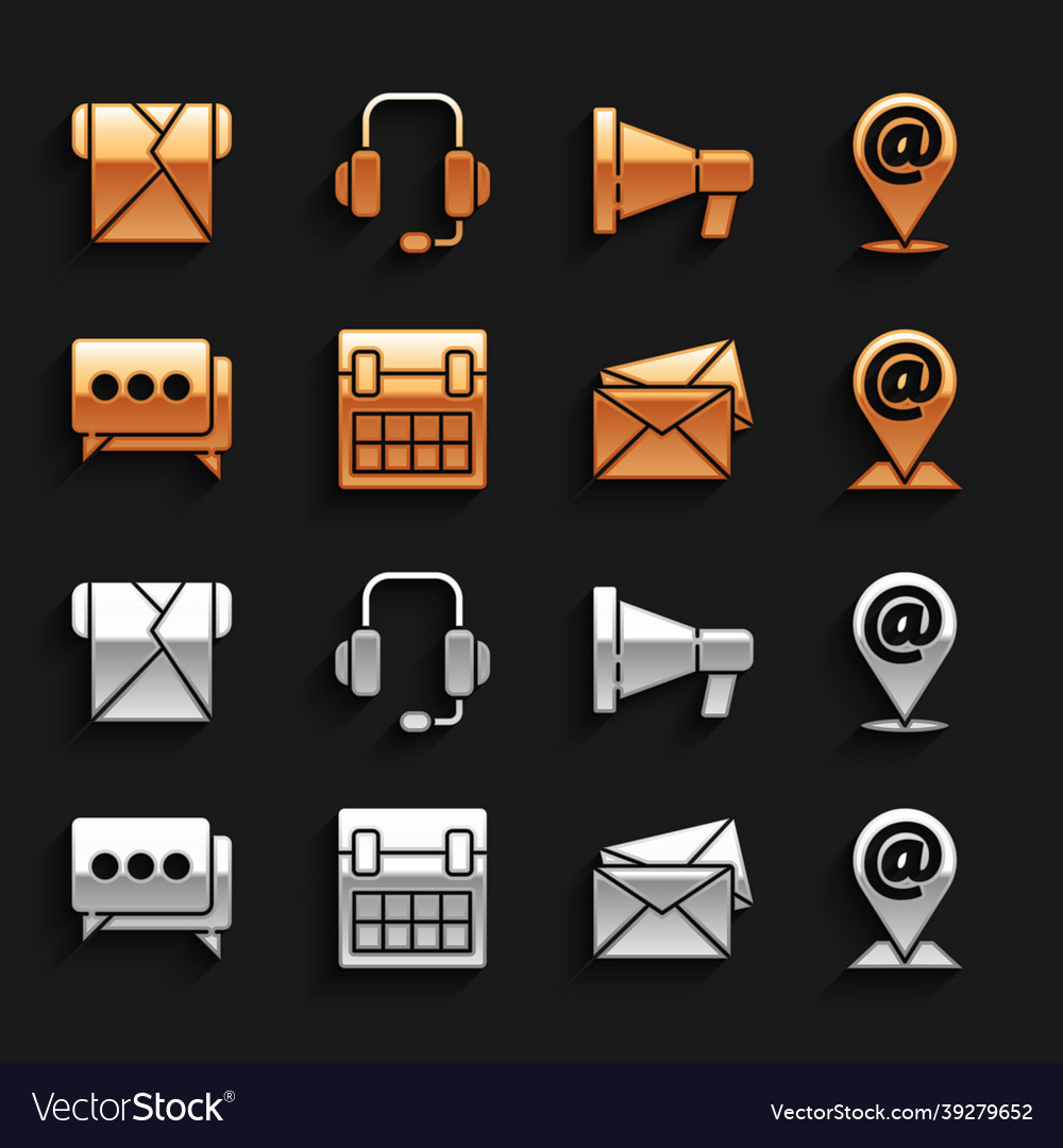 Set calendar location and mail e-mail vector image Set calendar location and mail e-mail